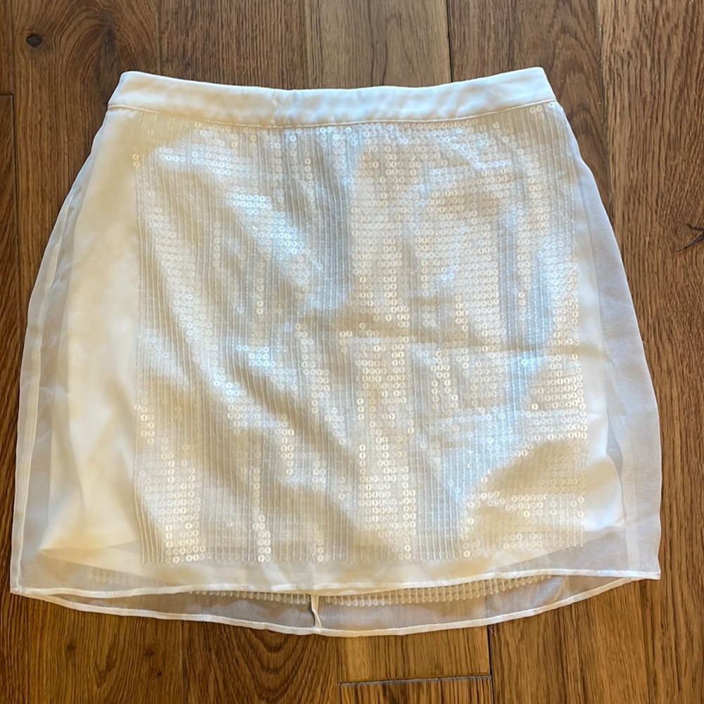 White sequin mini skirt